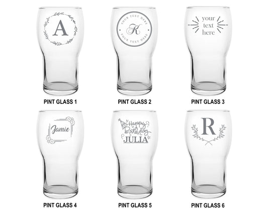 Personalised Pint Glass Tulip - Custom Engraved Glassware