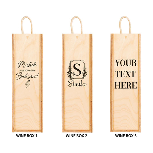 Personalised Wine Box Wooden - Choose Your Custom Design Engraved