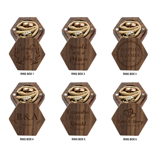 Personalised Wedding Ring Box - Custom Wood Ring Box