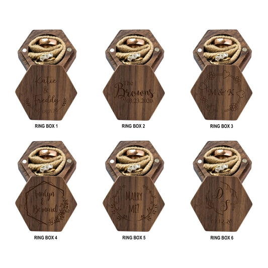 Personalised Wedding Ring Box - Custom Wood Ring Box